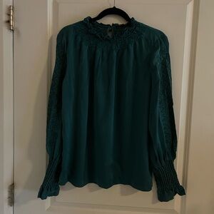 Kobi Halperin Teal Blouse with Smocked Details
